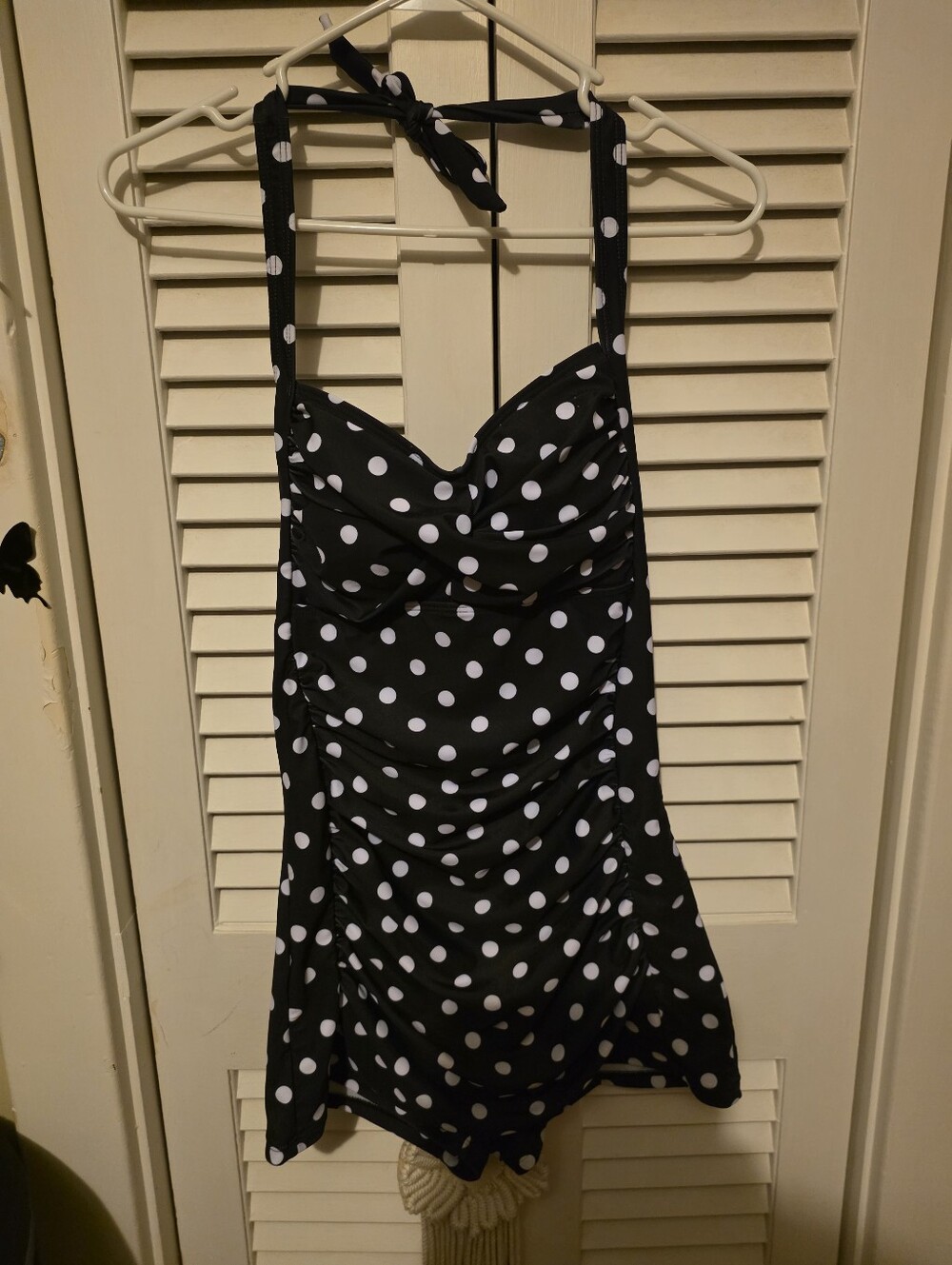 Black & White Polka Dot Halter Swimdress